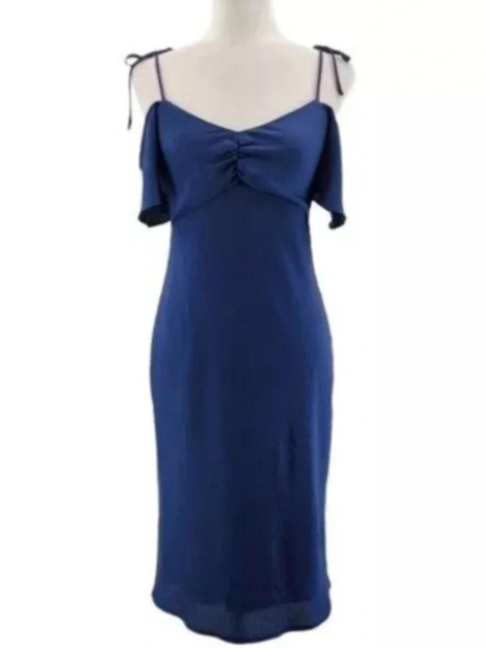Express navy blue satin midi dress - size M